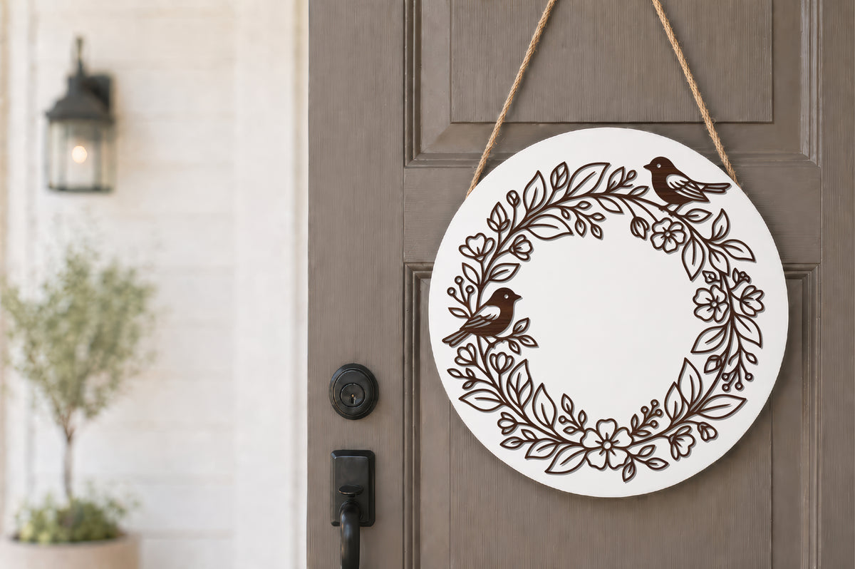 Bird Floral Wreath Laser Cut SVG