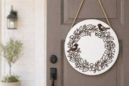 Bird Floral Wreath Laser Cut SVG