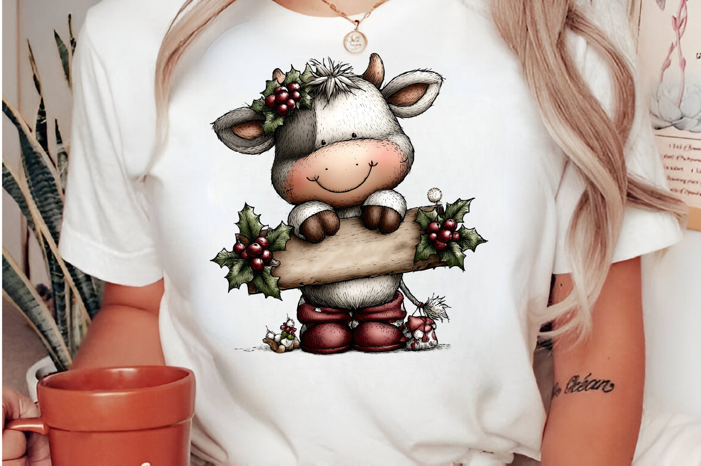 Cute Christmas Cows Clipart PNG