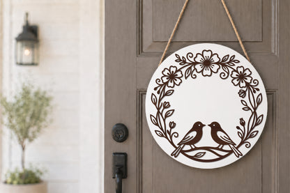 Birds and Floral Wreath Laser Cut SVG
