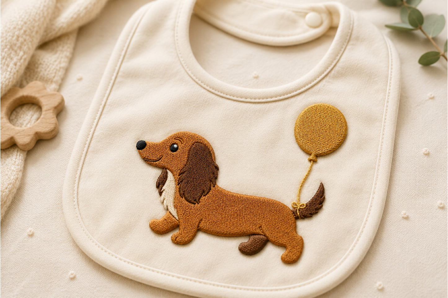 Cute Dachshund Embroidery Design – Adorable Dachshund Dog Machine Embroidery Pattern, Sweet Wiener Dog Embroidery Design