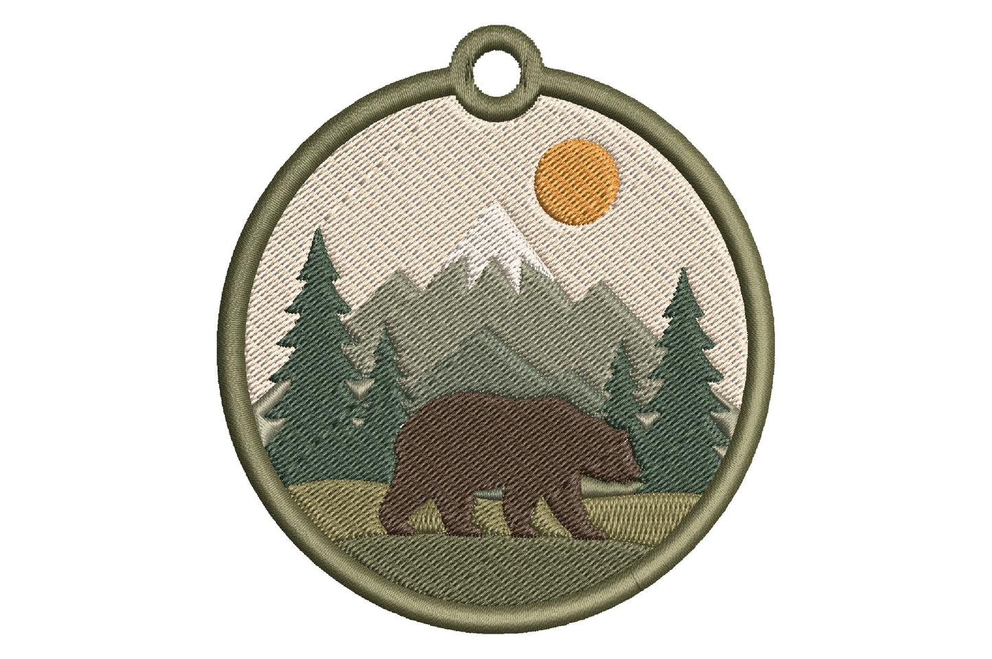 Woodland Bear Keychain Embroidery Design – Cute Forest Bear Machine Embroidery Pattern, Bear Key Fob & Bag Charm Embroidery Design