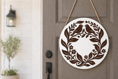 Love Birds Botanical Wreath Laser Cut SVG