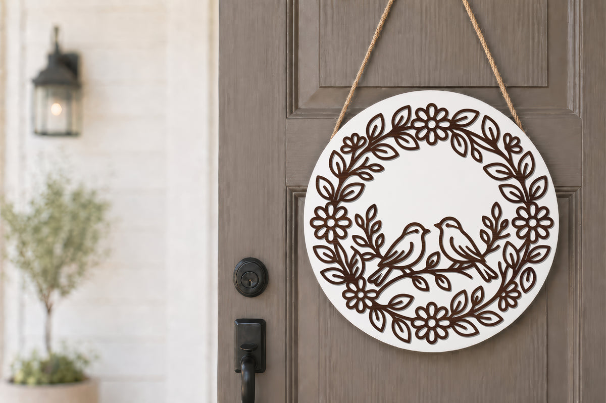 Love Birds Floral Wreath SVG