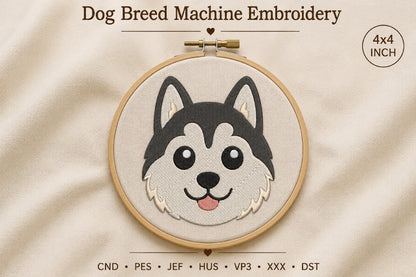 Dog Breed Machine Embroidery Design – Cute Dog Breed Embroidery Pattern, Pet Dog Machine Embroidery Design