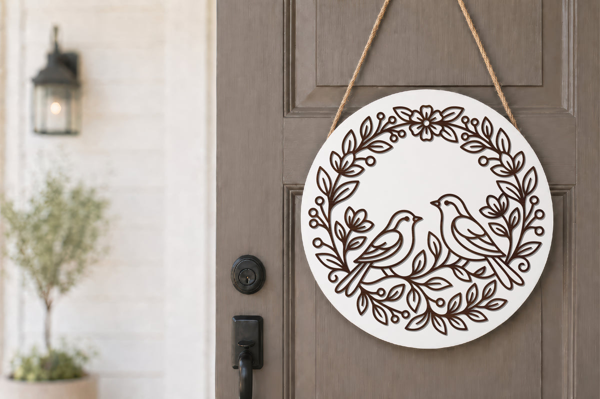 Love Birds Floral Wreath Laser Cut SVG