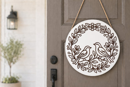 Love Birds Floral Wreath Laser Cut SVG