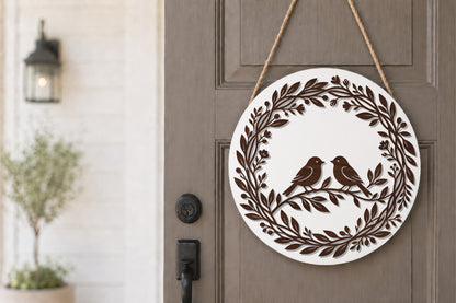 Love Birds Botanical Wreath SVG