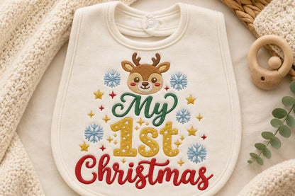 Reindeer Baby Christmas Embroidery Design – Cute Baby Reindeer Machine Embroidery Pattern, Festive Christmas Embroidery Design