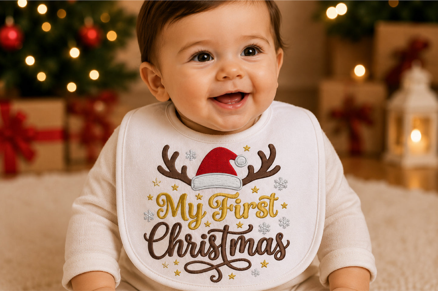 Baby First Christmas Embroidery Design – My First Christmas Baby Machine Embroidery Pattern, Cute Holiday Embroidery Design
