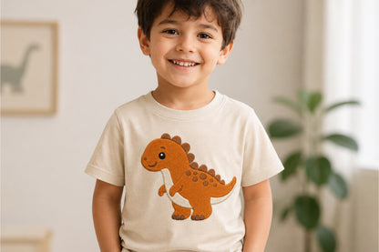 Cute Dinosaur Embroidery Design – Adorable Dinosaur Machine Embroidery Pattern, Fun Prehistoric Animal Embroidery Design
