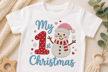 First Christmas Machine Embroidery Design Bundle – Baby First Christmas Embroidery Collection, Cute Holiday Machine Embroidery