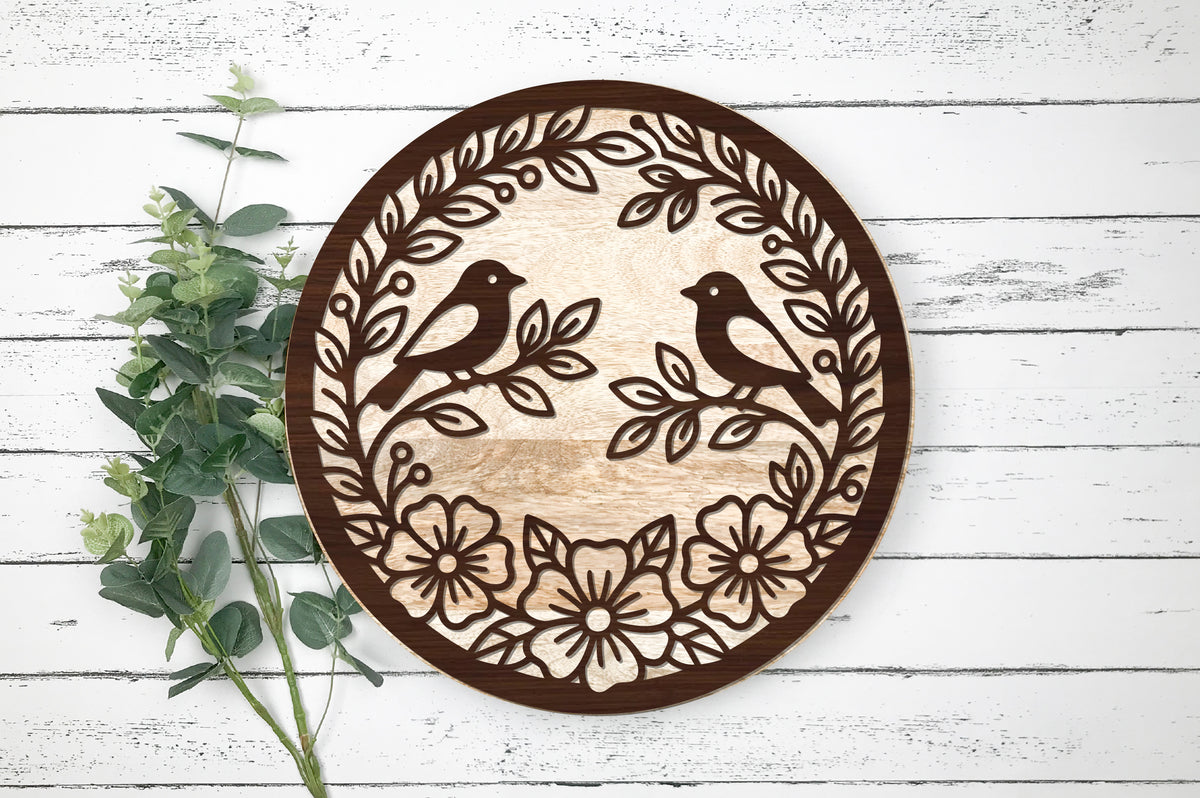 Love Birds Floral Circle SVG
