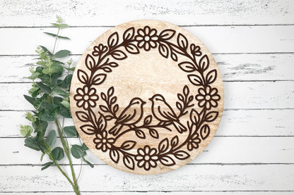 Love Birds Floral Wreath SVG