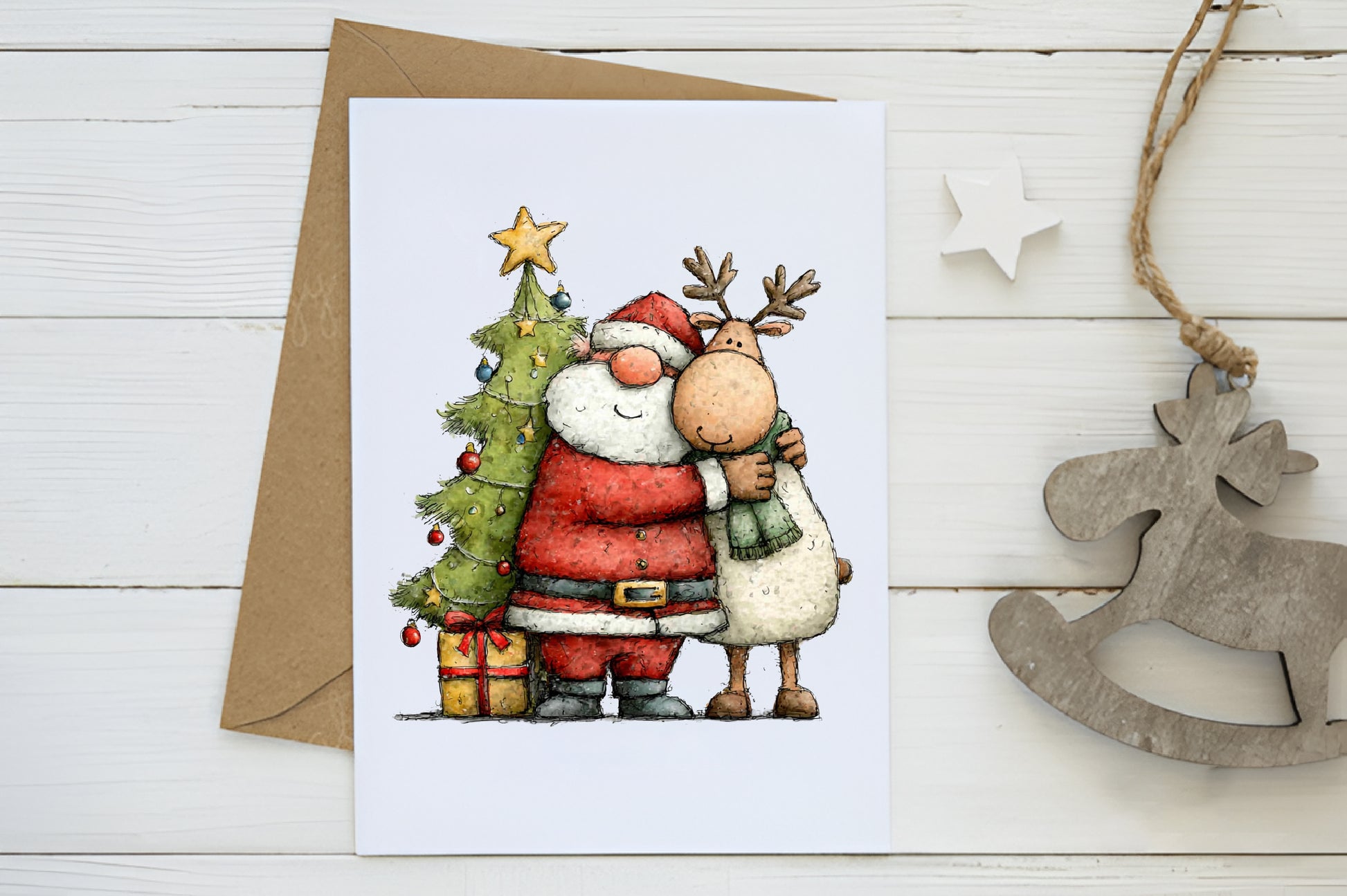 Christmas Santa & Reindeer Clipart PNG