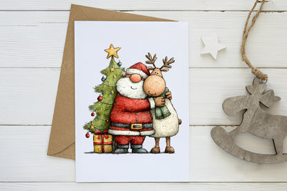 Christmas Santa & Reindeer Clipart PNG