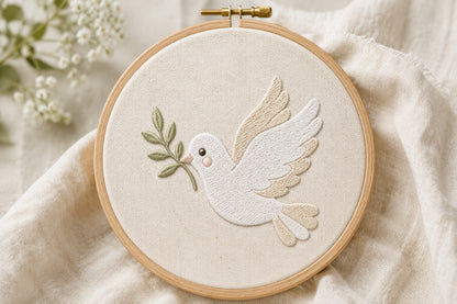 Peace Dove Embroidery Design – Elegant Dove Bird Machine Embroidery Pattern, Symbol of Peace Embroidery Design