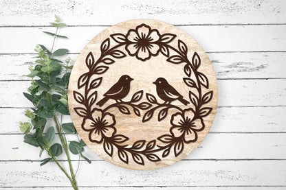 Love Birds Floral Wreath SVG