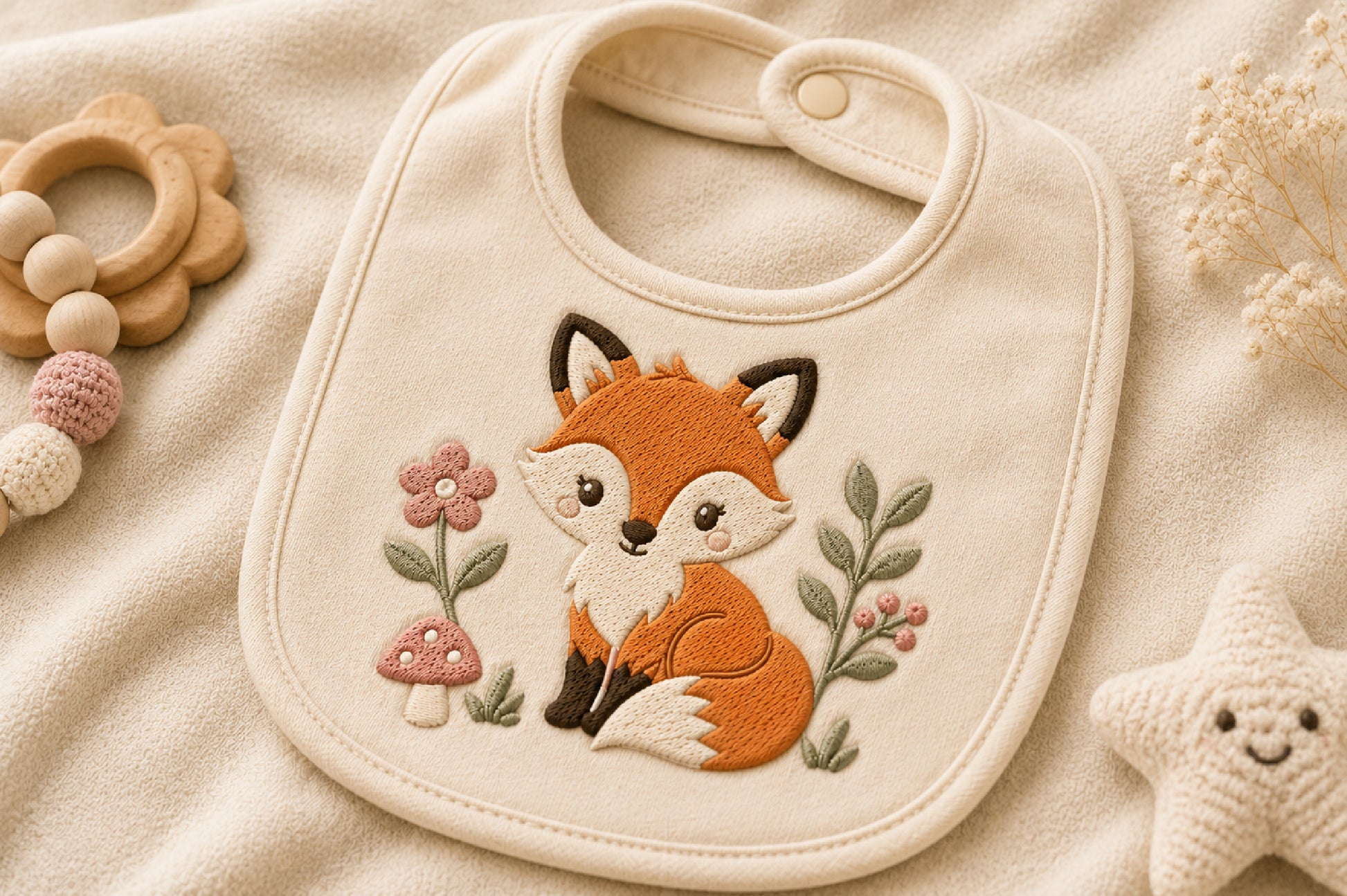 Cute Fox Embroidery Design – Adorable Woodland Fox Machine Embroidery Pattern, Sweet Forest Animal Embroidery Design