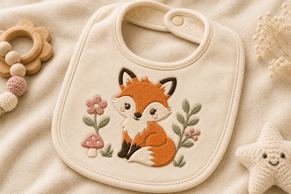 Cute Fox Embroidery Design – Adorable Woodland Fox Machine Embroidery Pattern, Sweet Forest Animal Embroidery Design