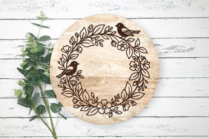 Bird Floral Wreath Laser Cut SVG