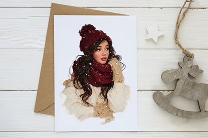 Christmas Cozy Winter Women Clipart PNG