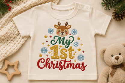 Reindeer Baby Christmas Embroidery Design – Cute Baby Reindeer Machine Embroidery Pattern, Festive Christmas Embroidery Design