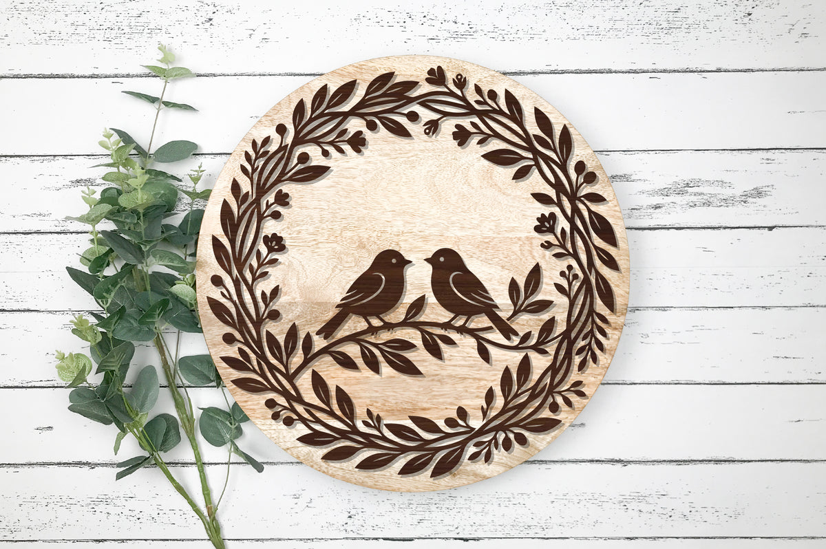Love Birds Botanical Wreath SVG