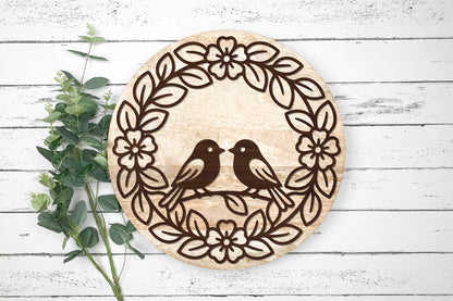 Love Birds Floral Wreath SVG