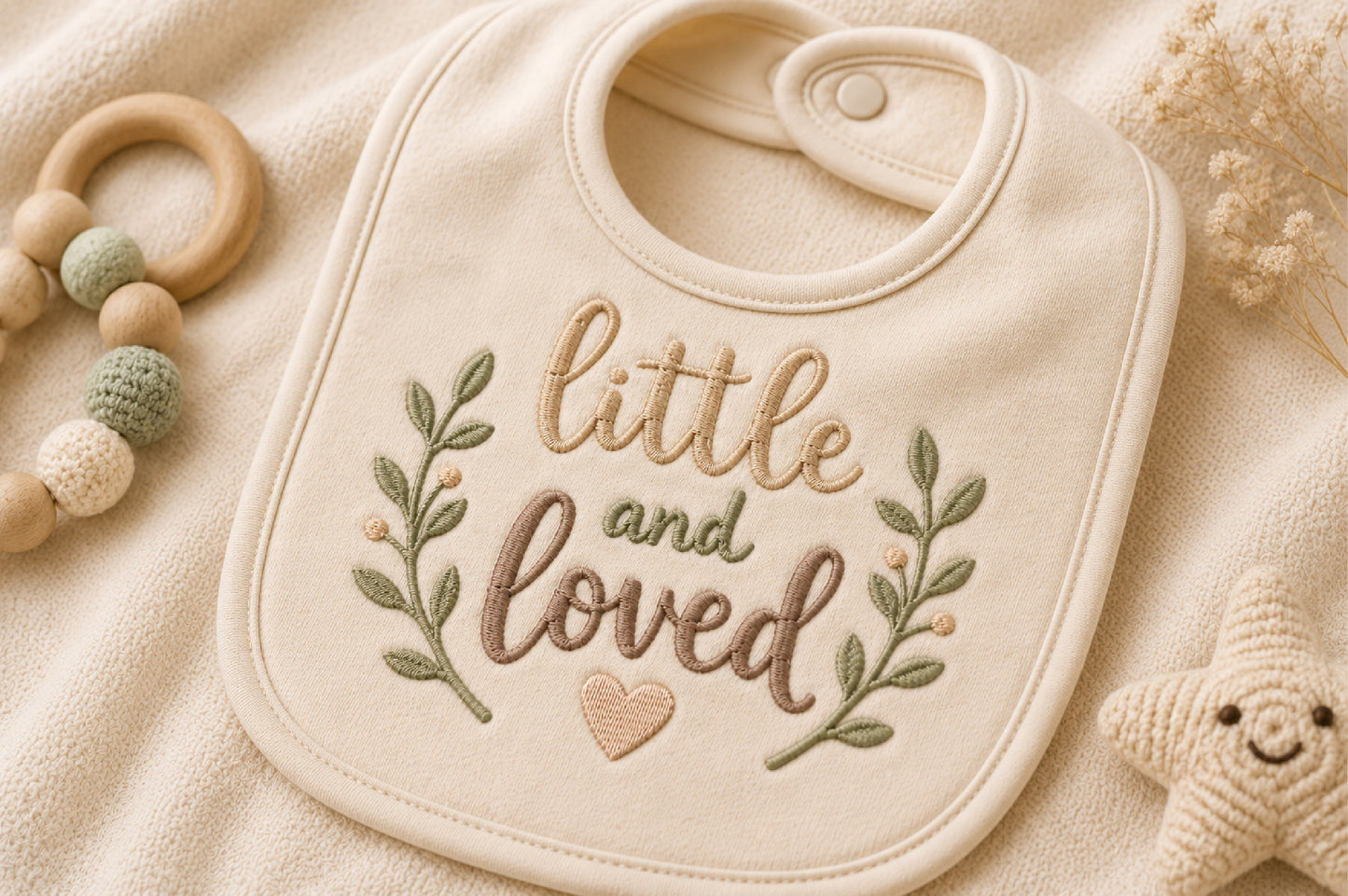 Little And Loved Baby Quote Embroidery Design – Cute Baby Love Machine Embroidery Pattern, Sweet Nursery Quote Embroidery Design