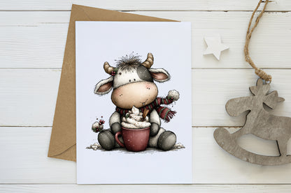 Cute Christmas Cows Clipart PNG