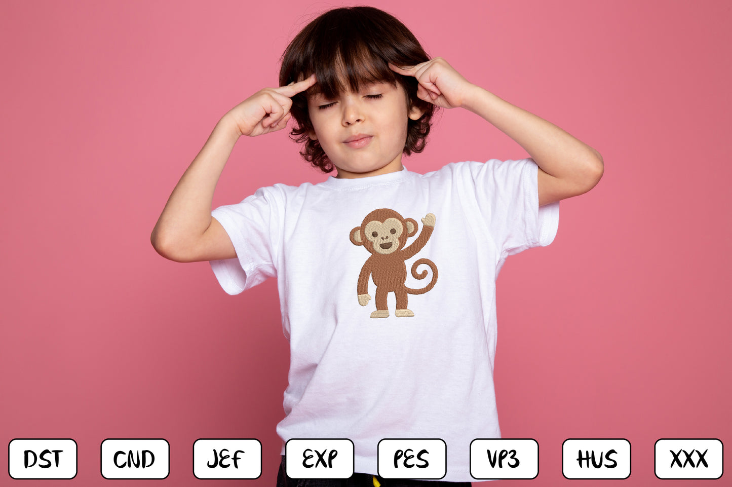 Cute Monkey Embroidery Design Bundle – Adorable Monkey Machine Embroidery Patterns, Playful Jungle Animal Embroidery