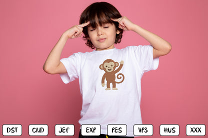 Cute Monkey Embroidery Design Bundle – Adorable Monkey Machine Embroidery Patterns, Playful Jungle Animal Embroidery