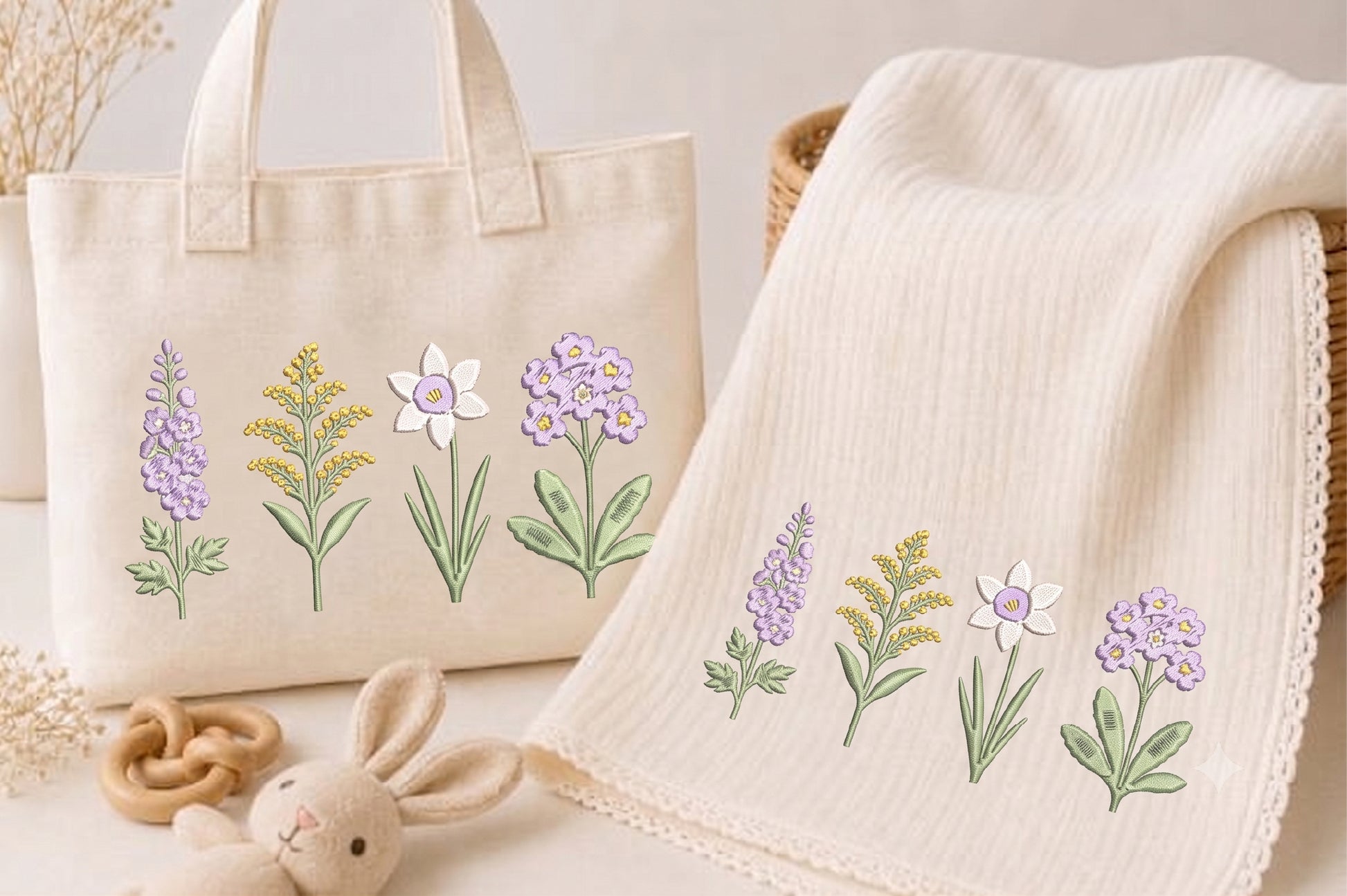 Wild Flower Machine Embroidery Design – Beautiful Botanical Floral Embroidery Pattern, Nature-Inspired Wildflower Machine Embroidery Design