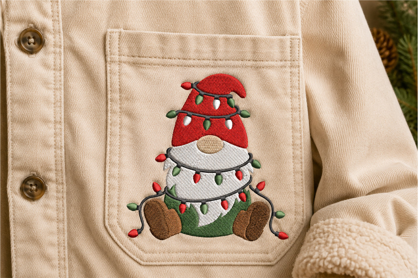 Christmas Gnome Machine Embroidery Design – Cute Holiday Gnome Embroidery Pattern, Festive Christmas Machine Embroidery Design