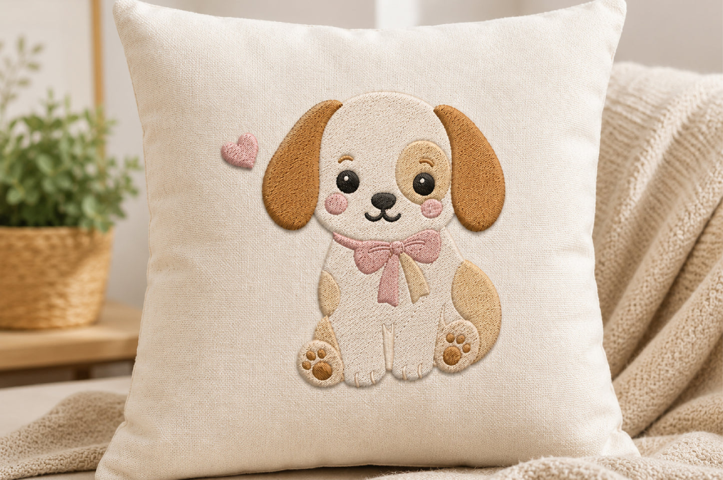 Cute Puppy Embroidery Design – Adorable Puppy Dog Machine Embroidery Pattern, Sweet Dog Embroidery Design