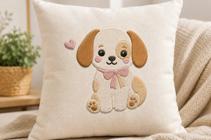 Cute Puppy Embroidery Design – Adorable Puppy Dog Machine Embroidery Pattern, Sweet Dog Embroidery Design