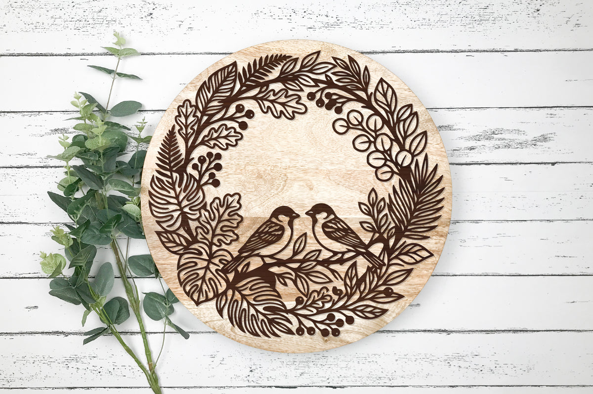 Two Birds Woodland Wreath SVG
