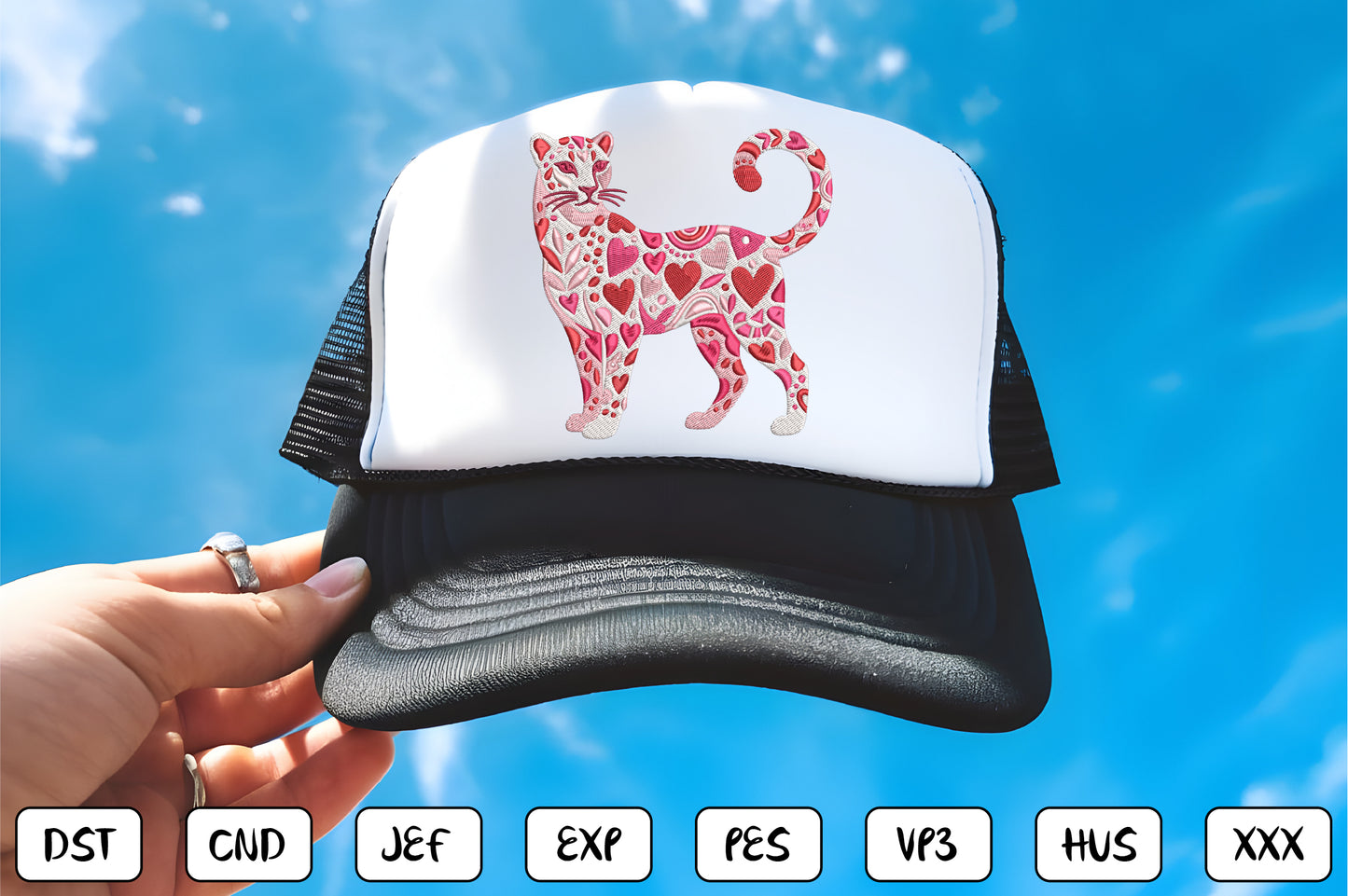 Heart Leopard Embroidery Design – Cute Leopard Print Heart Machine Embroidery Pattern, Trendy Animal Print Embroidery Design