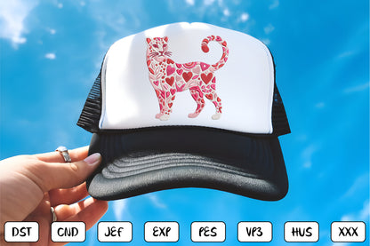 Heart Leopard Embroidery Design – Cute Leopard Print Heart Machine Embroidery Pattern, Trendy Animal Print Embroidery Design