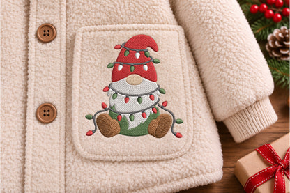 Christmas Gnome Machine Embroidery Design – Cute Holiday Gnome Embroidery Pattern, Festive Christmas Machine Embroidery Design
