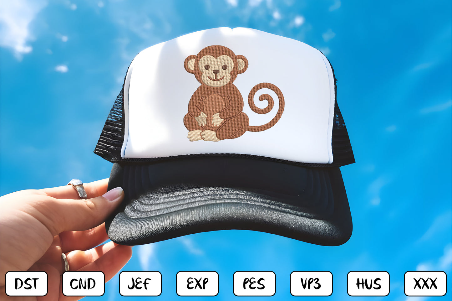 Cute Monkey Embroidery Design Bundle – Adorable Monkey Machine Embroidery Patterns, Playful Jungle Animal Embroidery