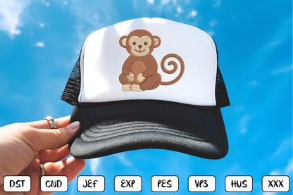 Cute Monkey Embroidery Design Bundle – Adorable Monkey Machine Embroidery Patterns, Playful Jungle Animal Embroidery