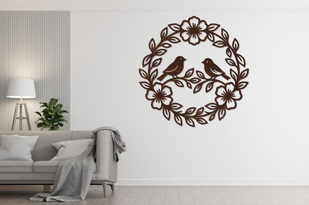 Love Birds Floral Wreath SVG