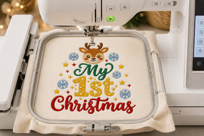 Reindeer Baby Christmas Embroidery Design – Cute Baby Reindeer Machine Embroidery Pattern, Festive Christmas Embroidery Design