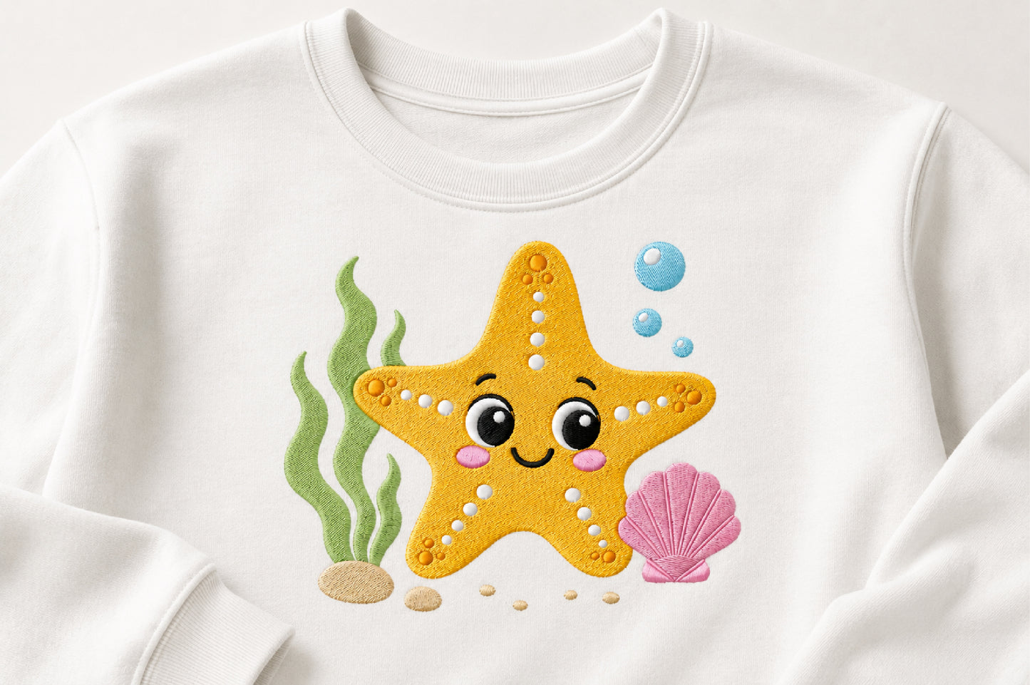 Cute Starfish Embroidery Design – Adorable Sea Star Machine Embroidery Pattern, Ocean & Beach-Themed Embroidery Design