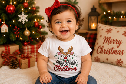 Baby Christmas Reindeer Embroidery Design – Cute Reindeer Machine Embroidery Pattern, Adorable Christmas Baby Embroidery Design