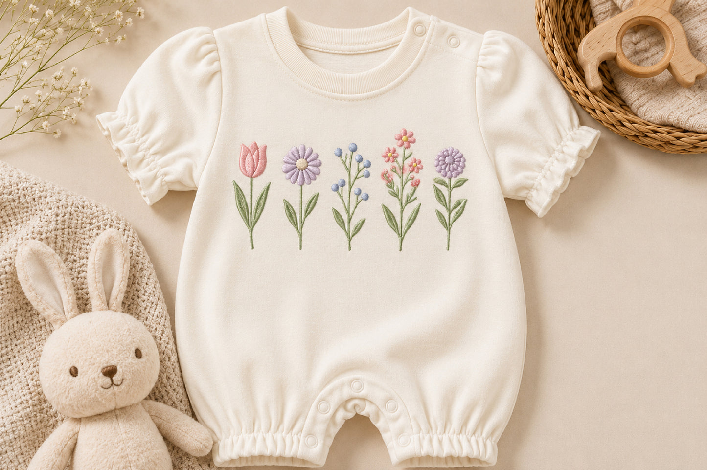 Cute Flower Embroidery Bundle – Adorable Floral Machine Embroidery Designs, Colorful Flower Embroidery