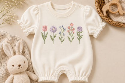 Cute Flower Embroidery Bundle – Adorable Floral Machine Embroidery Designs, Colorful Flower Embroidery