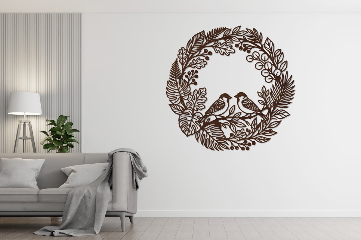Two Birds Woodland Wreath SVG